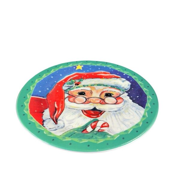 2006 Hobby Lobby Ceramic Round Dish Plate Set 4 Santa Claus Holiday Christmas - Picture 3 of 16